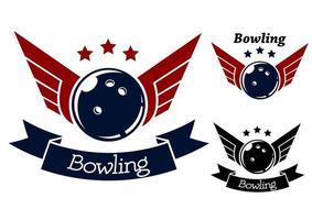 Bowling symbols with wings vector