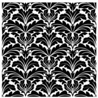 Bold black and white damask floral seamless pattern vector