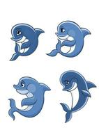 Cartoon dolphin calves set vector