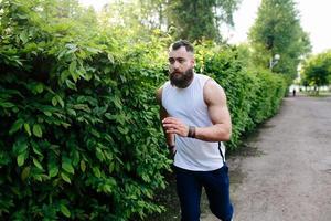 bearded man runs photo