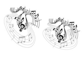 Abstract musical waves compositions vector