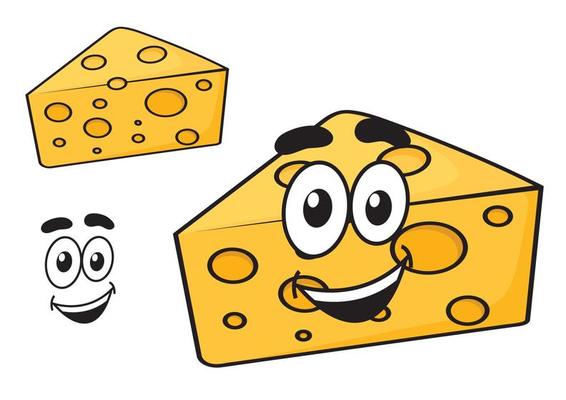 Smiling happy cartoon wedge of cheese