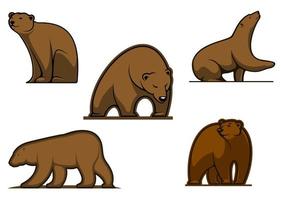 Brown colored bear characters vector