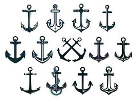 Vintage marine anchors vector