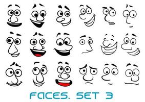 Cartoon doodle faces with different emotions vector