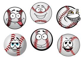 Smiling baseball balls cartoon characters vector