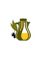 Jar of fresh golden olive oil vector