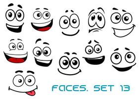 Cartoon faces with various emotions vector