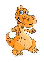 lindo dragón naranja de dibujos animados o dinosaurio vector