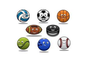 Set of cartoon sports balls equipment vector