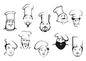 Portraits of chefs or cooks in cartoon sketch style vector