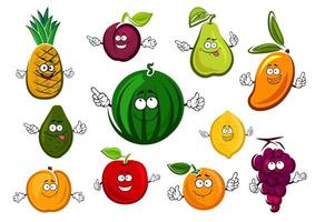 Cartoon garden and tropical fruits vector