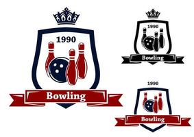 Three bowling badges or emblems vector