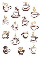 Steaming coffee cups set vector