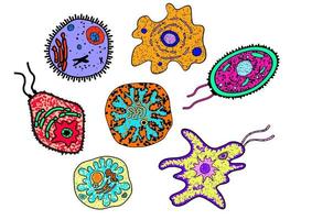 Cartoon amebas, germs or microbial lifeforms vector