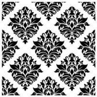 Seamless black damask floral background design vector