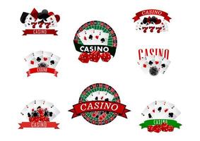 Casino and gambling badges, icons or emblems vector
