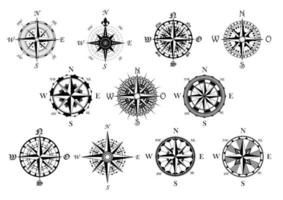 Antique compasses symbols set vector