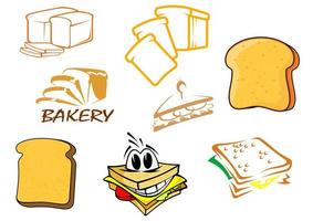 iconos de tostadas y pan vector