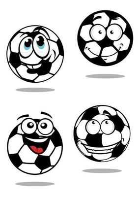 Cartoon soccer balls characters