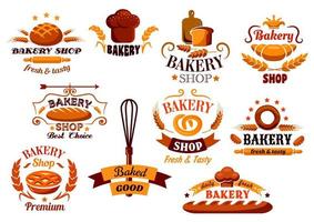 símbolos o pancartas de panadería y pan vector