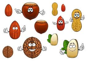 Cartoon isolated funny nuts characters vector