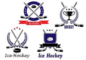 Set of ice hockey emblems vector