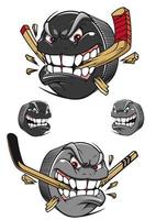 enojado mal hockey puck masticando un palo