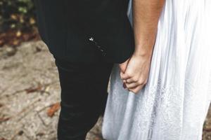 Wedding couple on a walk in a beautiful park in the city of Vienna photo