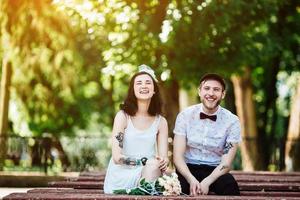 beautiful couple in the city photo