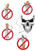 No smoking sign and skull vector