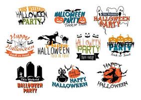 Halloween party and Happy Halloween designs vector