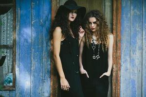 two vintage women as witches photo