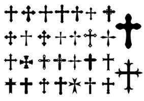 conjunto de símbolos de cruz de religión vector