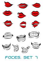 Cartooned lips and mouth set vector