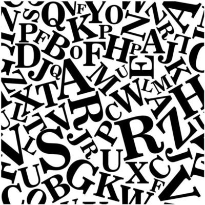 Seamless black alphabet pattern on white
