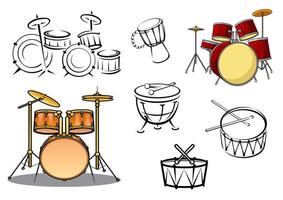 Percussion instruments icons vector