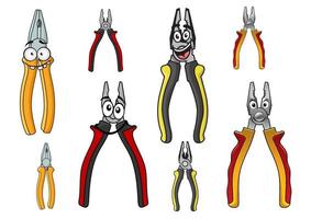 Cartooned funny pliers with colorful handles vector