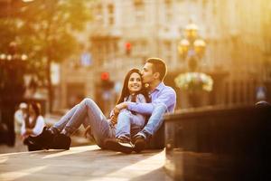 Couple have fun in the city photo