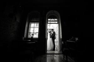 bride and groom in wedding day photo