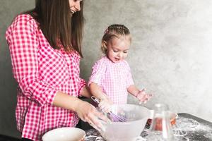 Mom and daughter together in the kitchen photo