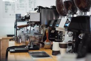 professional coffee machine in a bar photo