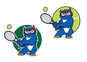 Sporting emblem with owl playing tennis vector