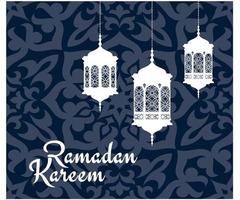 Ramadan Kareem greeting card with arabic lanterns vector