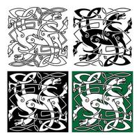Tribal dragons with twined bodies celtic pattern vector