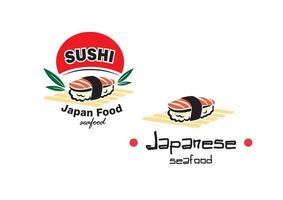 Japanese sushi seafood emblem vector