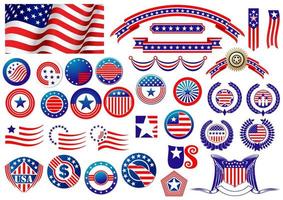 insignias y etiquetas patrióticas americanas vector