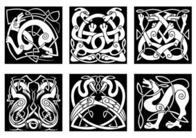 Animal and birds in celtic style vector