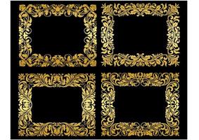 marcos florales dorados adornados vector