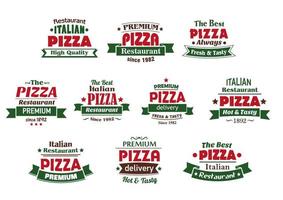 Italian premium pizza banners and labels vector
